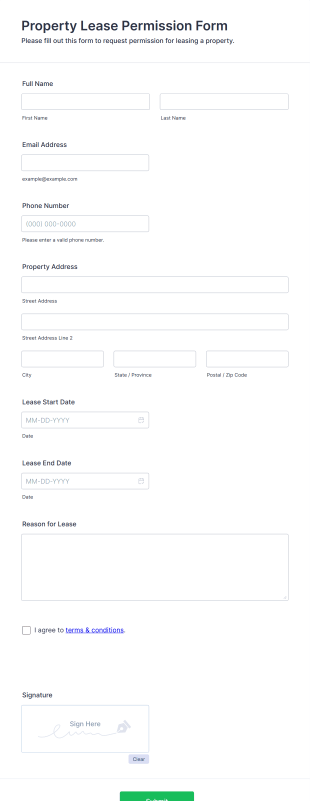 Property Lease Permission Form Template