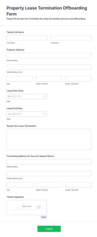 Property Lease Termination Offboarding Form Template