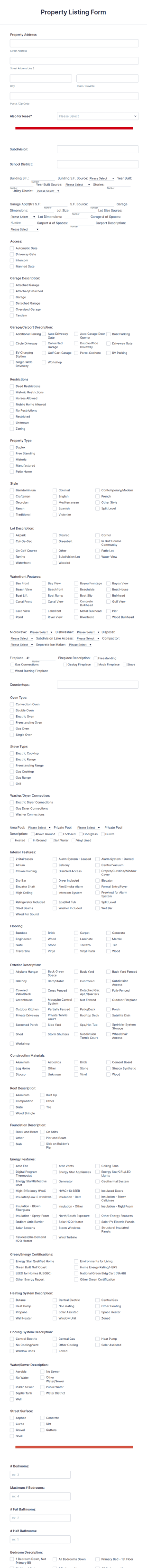 Property Listing Form Template