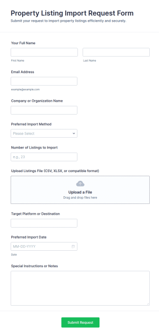 Property Listing Import Request Form Template