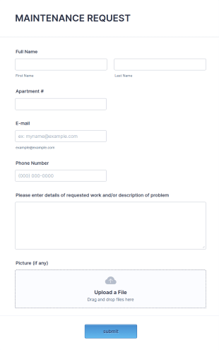 Property Maintenance Request Form Template
