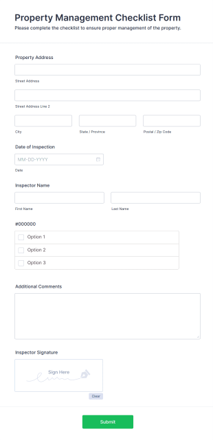 Property Management Checklist Form Template