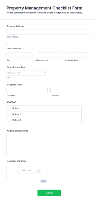 Property Management Checklist Form Template