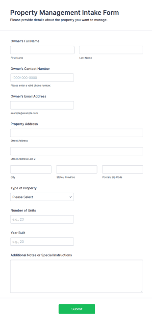 Property Management Intake Form Template