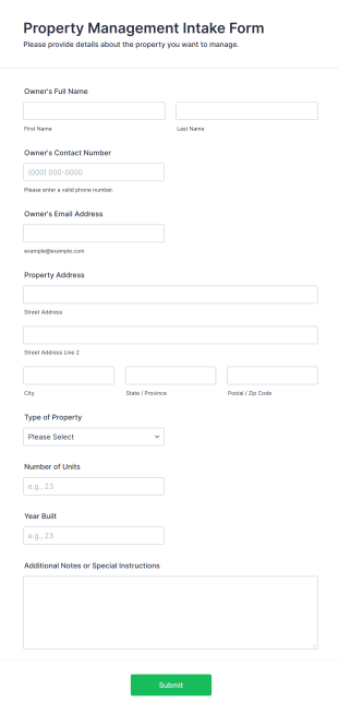 Property Management Intake Form Template