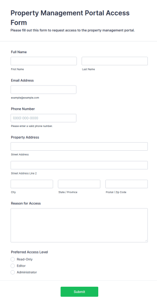 Property Management Portal Access Form Template