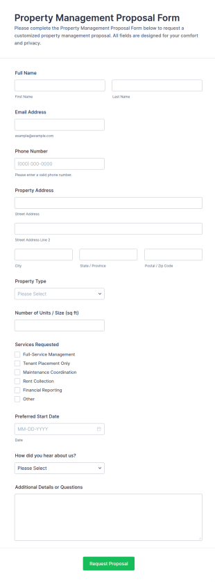 Property Management Proposal Form Template