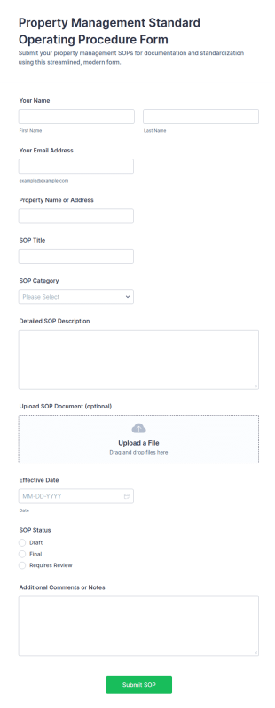 Property Management Standard Operating Procedure Form Template