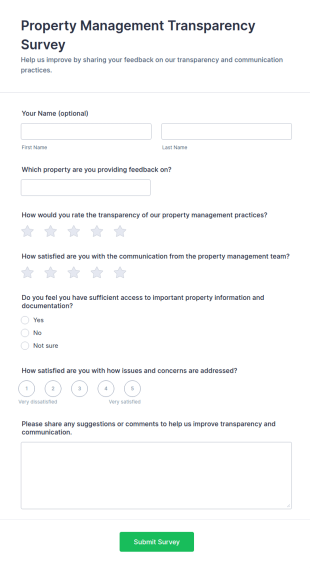 Property Management Transparency Survey Form Template