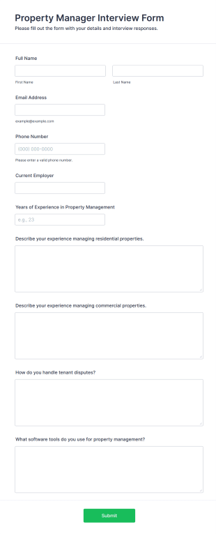 Property Manager Interview Form Form Template