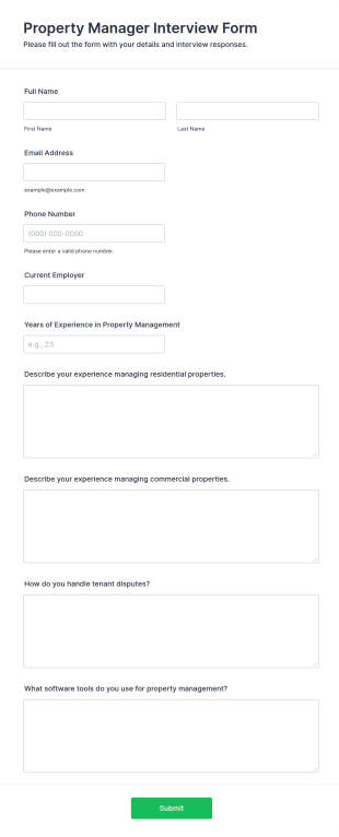 Property Manager Interview Form Template