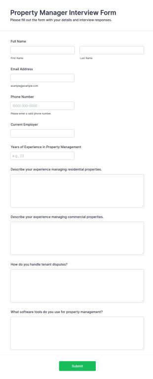 Property Manager Interview Form Template