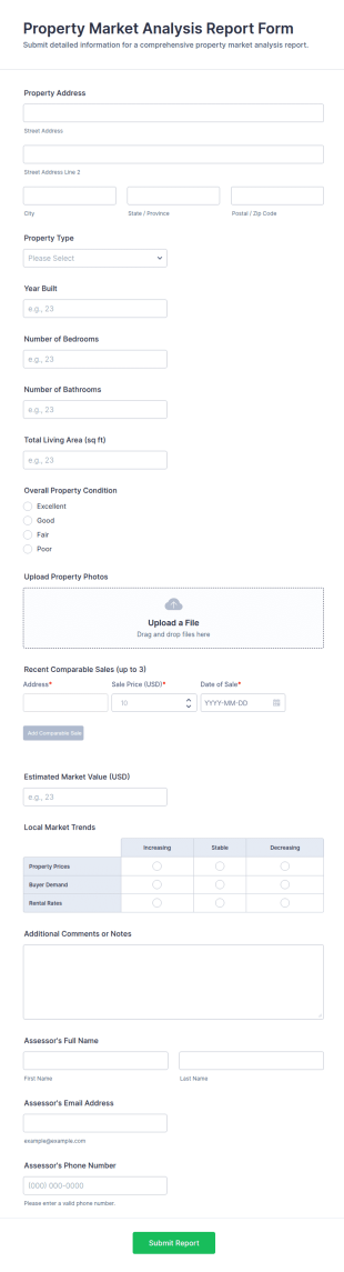 Property Market Analysis Report Form Template