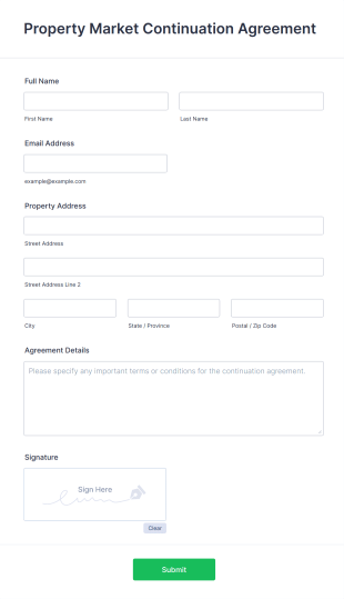 Property Market Continuation Agreement Form Template