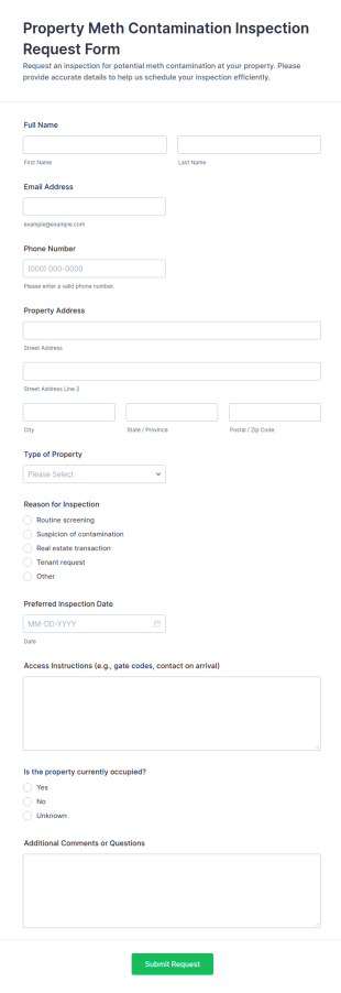 Property Meth Contamination Inspection Request Form Template