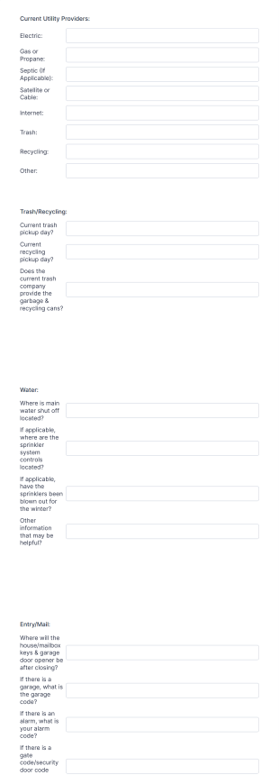 Property Move In Information For The Buyer Form Template