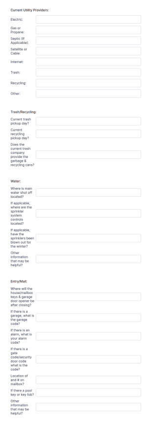 Property Move In Information For The Buyer Form Template