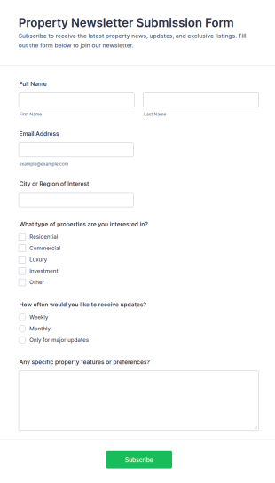 Property Newsletter Submission Form Template