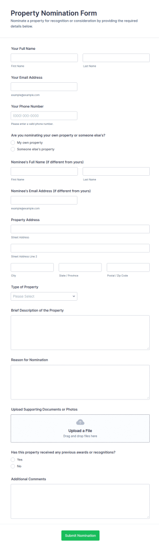 Property Nomination Form Template