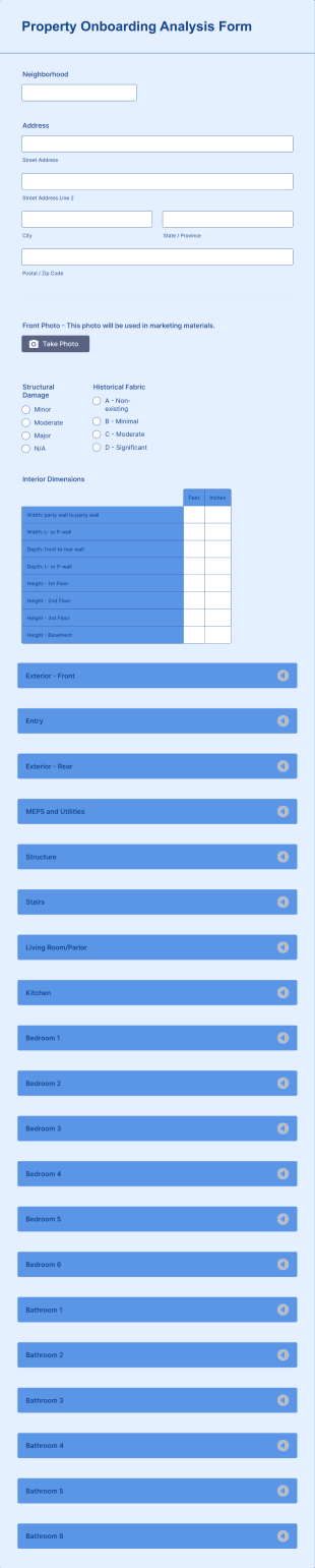 Property Onboarding Analysis Form Template