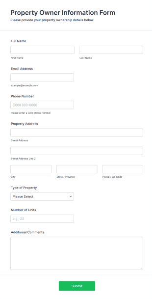 Property Owner Information Form Template