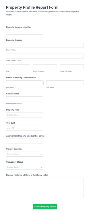 Property Profile Report Form Template