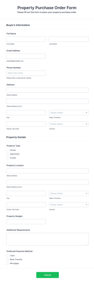 Property Purchase Order Form Template