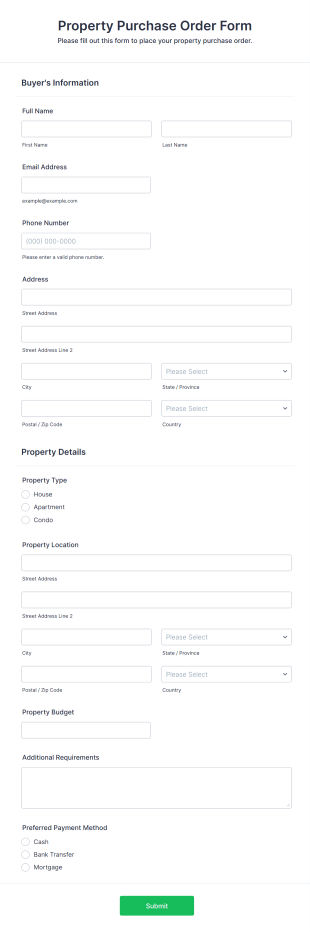 Property Purchase Order Form Template