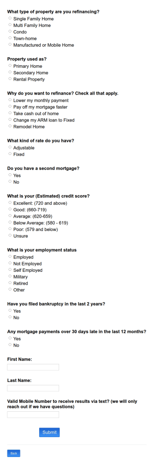 Property Refinance Application Form Template