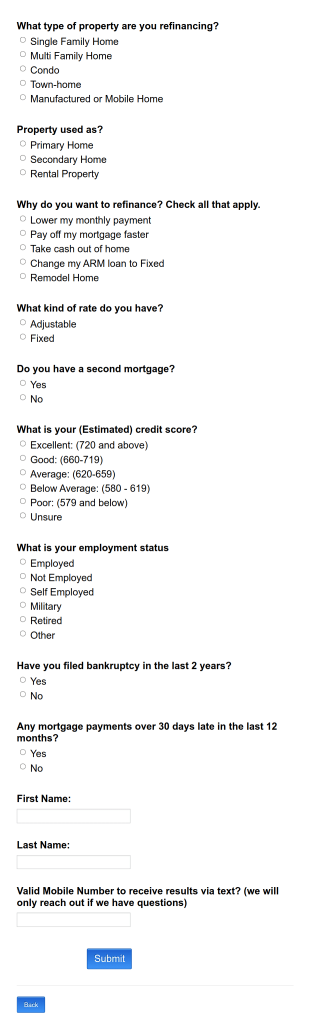 Property Refinance Application Form Template