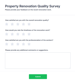 Property Renovation Quality Survey Form Template