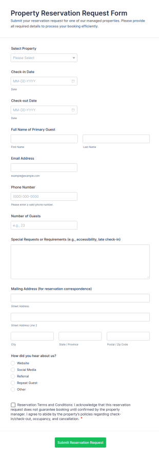 Property Reservation Request Form Template