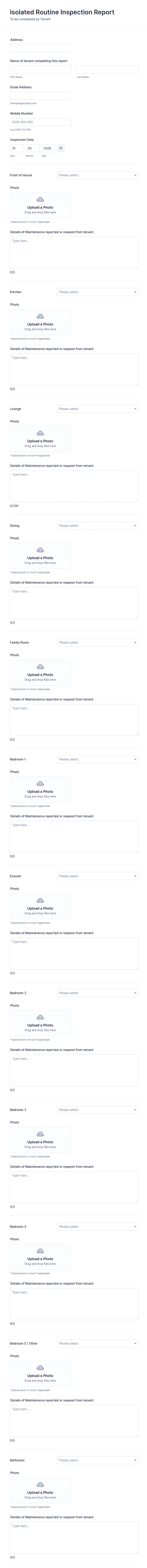 Property Routine Inspection Report Form Template | Jotform