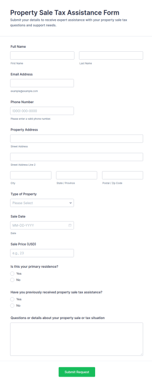 Property Sale Tax Assistance Form Template