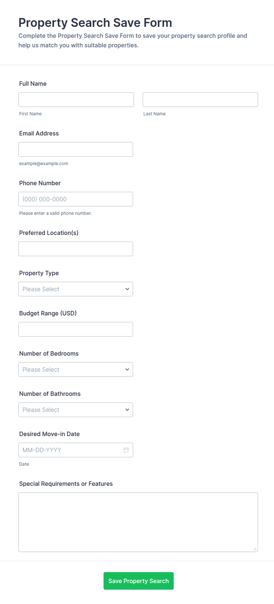 Save Form Lettering Property Search Save Form Template | Jotform