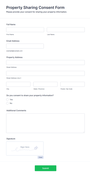 Property Sharing Consent Form Template