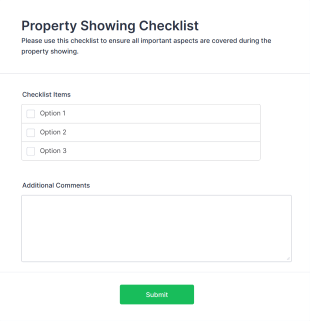 Property Showing Checklist Form Template