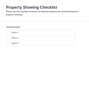 Property Showing Checklist Form Template