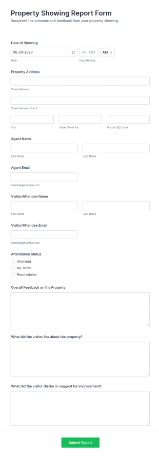 Property Showing Report Form Template