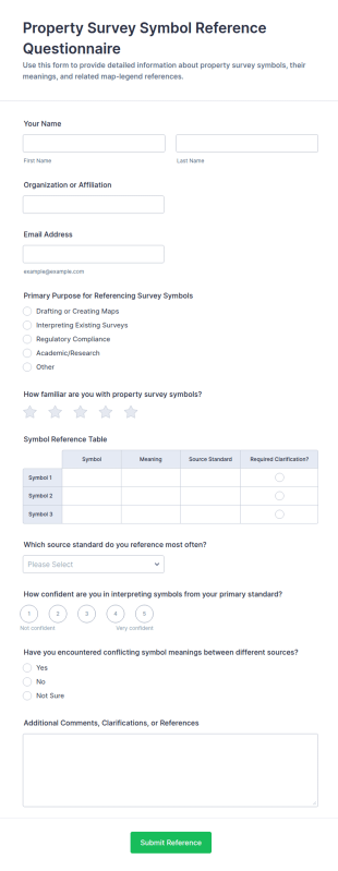 Property Survey Symbol Reference Form Template