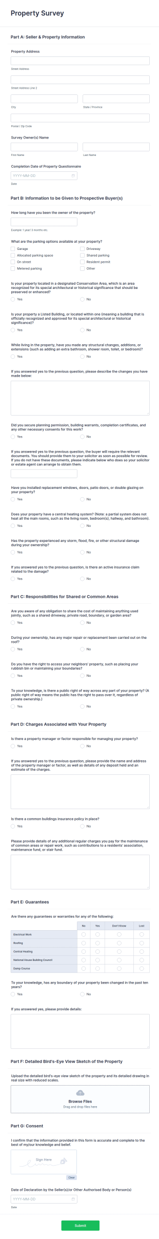 Property Survey Form Template