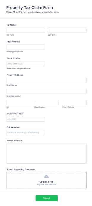 Property Tax Claim Form Template