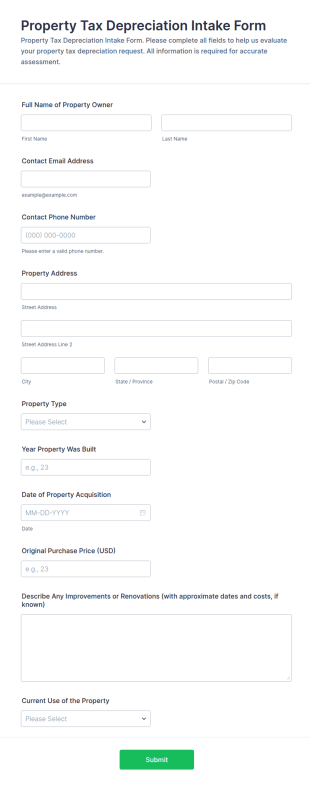 Property Tax Depreciation Intake Form Template