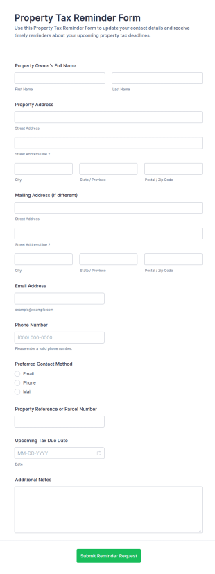 Property Tax Reminder Form Template