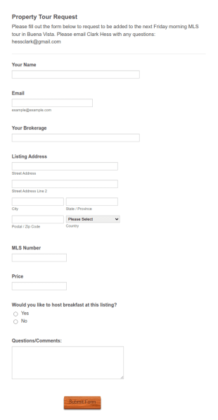 Property Tour Request Form Template