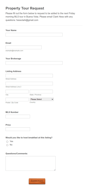 Property Tour Request Form Template