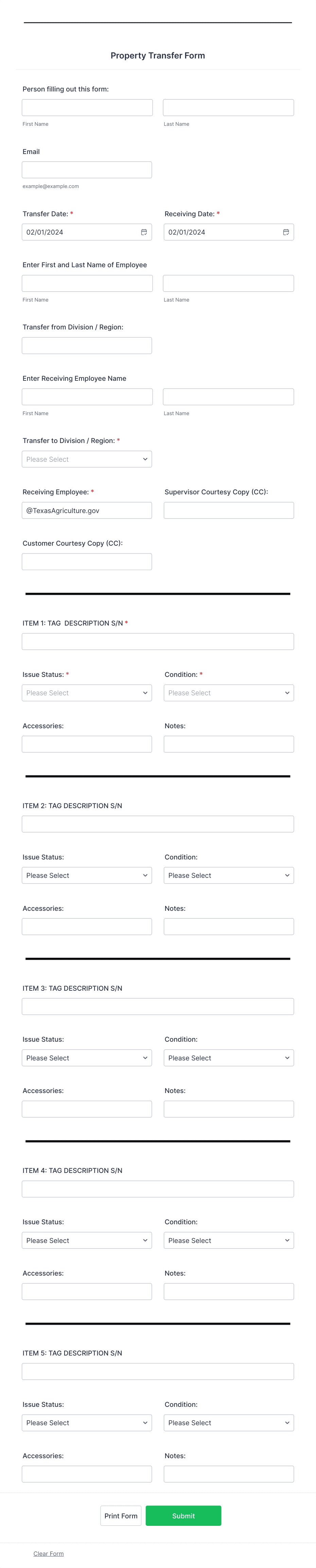 Property Transfer Form Template | Jotform