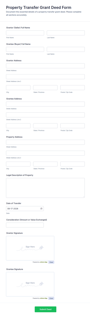 Property Transfer Grant Deed Form Template