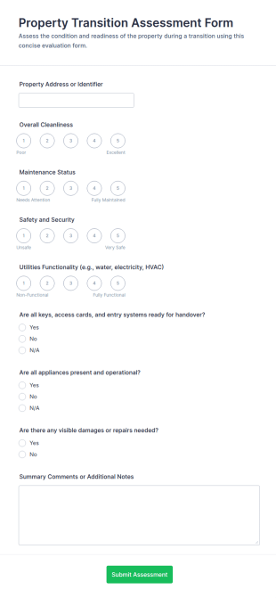 Property Transition Assessment Form Template