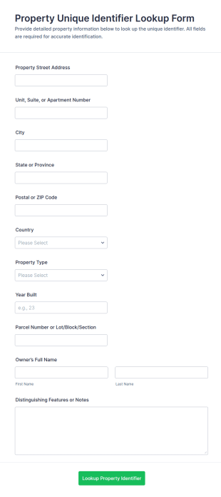 Property Unique Identifier Lookup Form Template